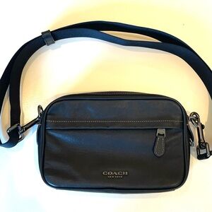 Coach black leather crossbody bag